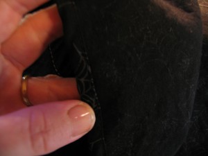 close up of narrow hem