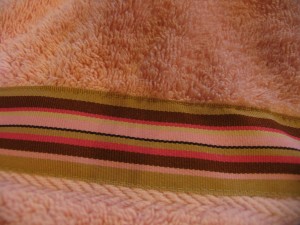 stitch along edges of ribbon