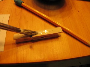paint glue onto clothespins