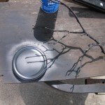 spray paint lid and branch