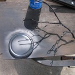 spray paint lid and branch