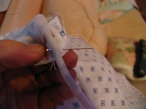 stitch cord to flap