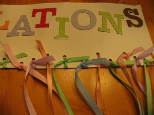 tie ribbons in holes
