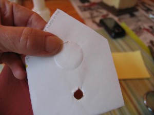cut out hole using lines on back
