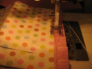 stitch trim piece to bottom of lantern