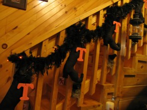 crows in nests along stairs