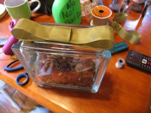 glue ribbon bow on top