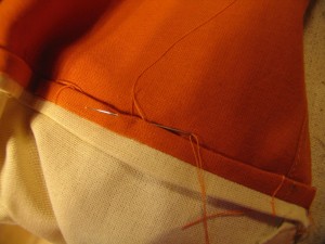 hand stitch seam as shown