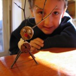 reindeer made from wine cork and twigs