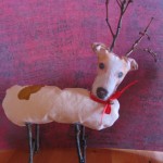 Turn your dog into a reindeer using fabric paper.