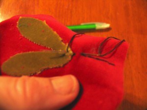 sew stitching line with embroidery floss