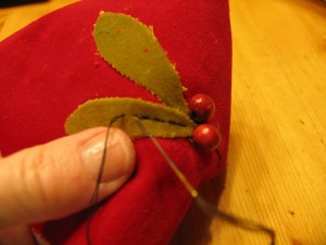 stitch along middle of each leaf as shown
