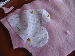 cut out hearts from pink or red fleece