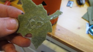 glue leaf onto top of lantern