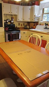 tape pieces of cardboard together