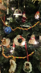 bead garland on tree