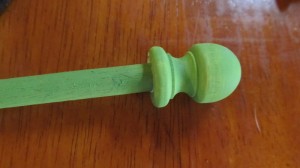 paint dowel and ends and then glue one end into place