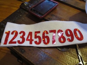 use adhesive numbers as pattern