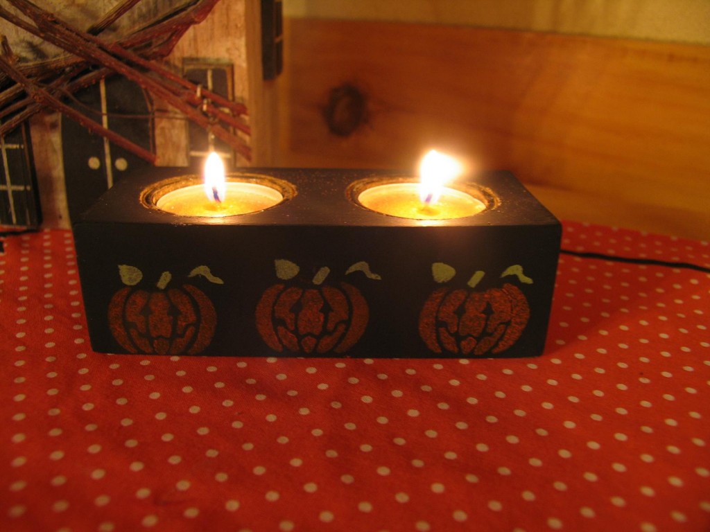 Easy pumpkin tea light holder.